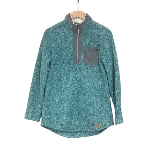 Marleylilly Tops - Marleylilly Sherpa Fleece Quarter-Zip Pullover Jacket Top Blue Gray Size S/M